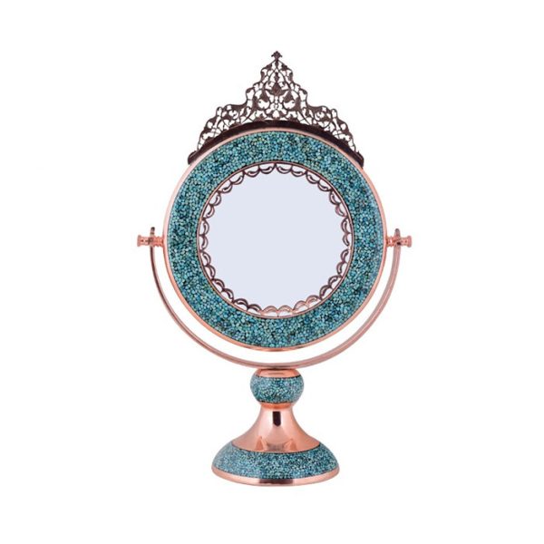 turquoise inlying round mirror