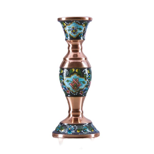 painted copper candle stick