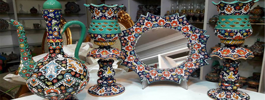 mirror and pottery candle holder