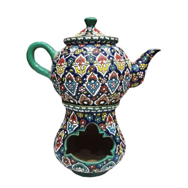 pottery tea pot with warmer