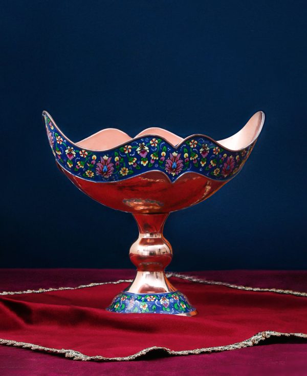 painted copper kashkul bowl